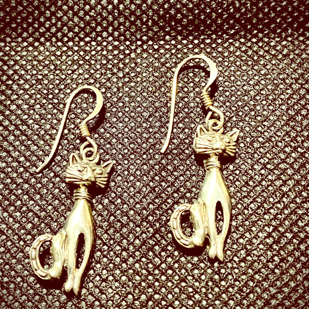Sterling silver cat earrings